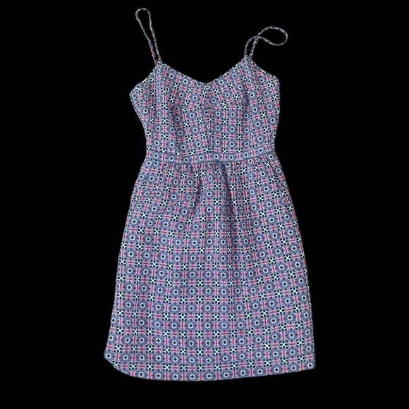 J.Crew Women's Sleeveless Sundress, Size 00, Multicolor Geometric Pattern With P - Picture 1 of 3